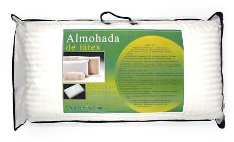 Latex-Kissen | 100 % Naturlatex | Ultra atmungsaktive Löcher | Thermoregulierend | Anti-Milben und hypoallergen | Nackenbereich | Nationale Herstellung | Modell Latex Pillow (Packung 2 x 90 cm)