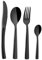 Comas Juego Cubiertos Negros 24 Piezas Conjunto Cuchara, Tenedor, Cuchillo de Mesa y Cuchara Café de Acero Inoxidable de Color Negro. Mango con Relieve. Set Conjunto 24 Piezas