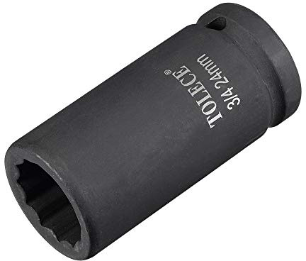 uxcell 3/4-Inch Drive 24mm 12-Point Deep Impact Socket, CR-MO Steel 78mm Length, Metric Sizes