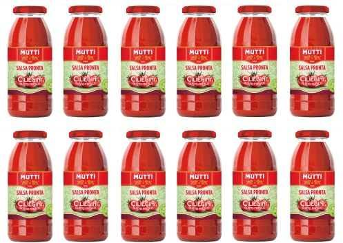 12x Mutti Salsa Pronta Ciliegini Gusto Fresco Fertige Soße Kirschtomate Italienische Tomate Glasflasche 300g