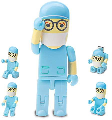 64GB USB-Stick Cartoon Arzt Modell USB-Flash-Laufwerk USB 2.0 Speicherstick für Externe Datenspeicher, Blau