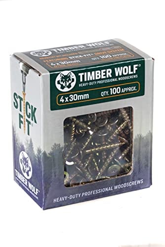 Timber TW40030 Boîte de 100 vis à bois en zinc et jaune (doré) 4 x 30 mm