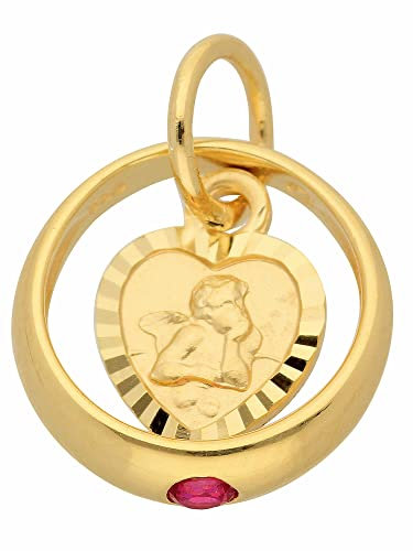 Damen Gold Schmuck 333 Gold Anhänger Taufring mit Rubin Ø 10,6 mm