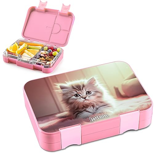 Jarlson® Brotdose Kinder mit Fächern - TONI Lunchbox - Bento Box auslaufsicher – Jausenbox für Kindergarten und Schule - Mädchen und Jungen | Vesperbox | Snackbox (KATZE 2.0)
