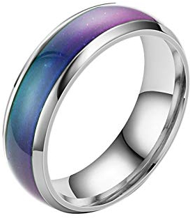 ändern Sie Farbe empfindliche Farbe Ringtemperatur modische sieben Glasur Diamantringe (Silver10, 10)