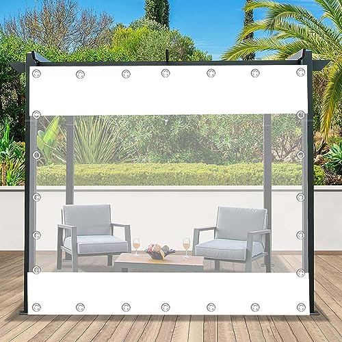 Gazebo Pannelli Laterali Teloni Trasparenti Bianco,Tende Per Esterni Telone Trasparente Impermeabili,Telo Di Copertura in Pvc Pesante Con Occhielli,Telone Protettivo Pergola,W×H-3×2.2m(9.8*7.2ft)
