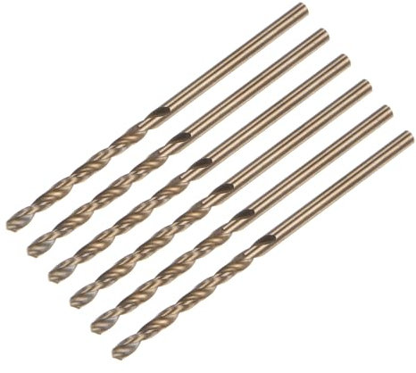 sourcing map 6pcs Jobber Drill Bits 2mm Gold Titanium Coated 4341 High Speed Steel (HSS) 135 Degree Split Point Twist Drill Bits for Stainless Steel Metal Plastic Wood