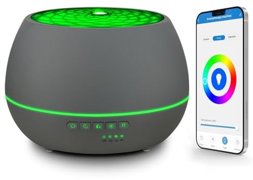 Smart Aroma Diffuser Kompatibel App und Alexa Kontrolle, 500ml Duftöl Luftbefeuchter Diffuser für Ätherische Öle, 7 Farb-LED, Timer und Zeitpläne Erstellen, Waterless Auto-Off, Ultra Quiet