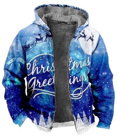 KONG JIMFAN Jacke Herren Pullover Y2k Windschutz Ohren Freizeitjacke Winterjacke Herren Weiß Softshelljacke Herren Baseball Shirt Herren Jagd Kleidung Herren Pjs Jacke Herren(Blue,L)