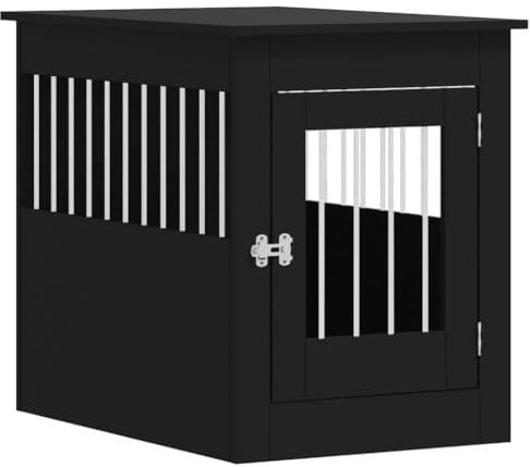 vidaXL Jaula para Perros Madera de ingeniería Negro 55x80x68 cm