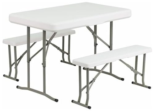 Durabull Klapptisch & Bank Set Sitzgelegenheiten 4.Verstellbar für Erwachsene & Kinder Indoor & Outdoor Zusammenklappbar für Picknick, Camping, Grillen, Terrasse, Garten, Event, Funktion & Party Keine