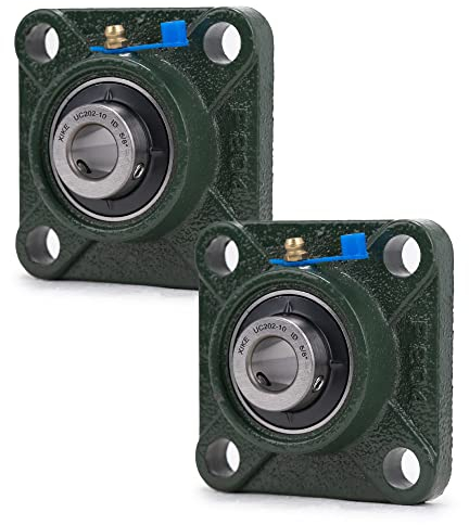 XiKe 2 Stück UCF202 Bohrung 5/8 Stehlager mit quadratischem Flansch, Integrierte Gusseisenschale und selbstausrichtende Chromstahl-Lager.