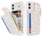 SailorTech for iPhone 12 Phone Case with Credit Card Holder for Men, iPhone 12 Pro Case with Credit Card Slots Wallet Zipper Case for Women - White Leopard