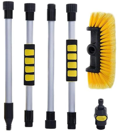 Mopa de lavado de coche con mango largo – Cepillo de lavado de coche, guante de limpieza de microfibra | 4 lugares de mano extensibles cepillos de lavado kit de escoba para lavar coches, caravanas,