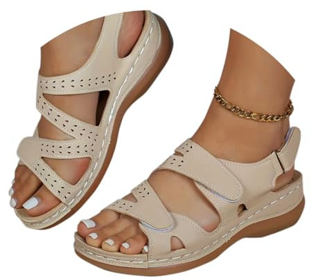 Onsoyours Sandales Femme Ete Orthopedique Chaussures AntidéRapantes Respirantes Sandales Et Nu-Pieds Boho Bout Ouvert Sandales Plateforme Sandales B Beige 41 EU