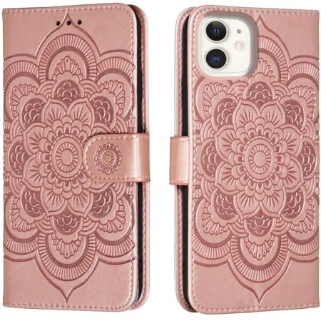 shingtomua Wallet Case for iPhone 12 Mini, Card Holder, Pink | Wallet Case with Card Holder and Stand, Magnetic Closure, Flip Folio, Soft PU Leather, Shockproof