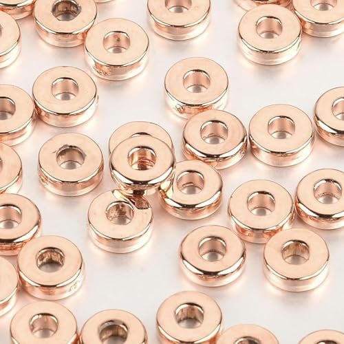 Spacer Beads for Bracelets Flat Square Jewelry Beads DIY Bead Kit Rose Gold Crafting Beads Square Loose Spacer Beads Rose Gold Seed Beads for DIY Jewelry Making-Flat Jewelry Design Beads