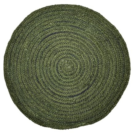 Marrakesch Boho Deko Jute Teppich rund 80 cm handgeflochten in Grün | Runder Teppich Abrila für Wohnzimmer Flur Bad oder Küche | Runde Outdoor Teppiche als Terassendeko oder Balkon Deko