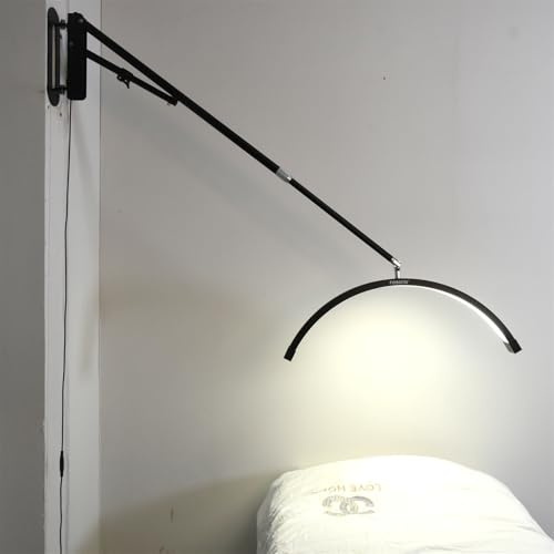FOSOTO Half Moon Lamp for Lash Extension, 3200K-5600K 40W | Lash Wall Light Dimmable, Touch Sensitive, with Phone Holder, For Skincare, Eyebrows Tattoo, Nail Art, Hair Salon