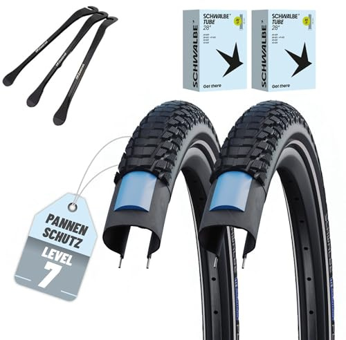 2er Set Schwalbe Reifen Marathon Plus Tour Smart Guard 27.5/28 x1,40/1,50/1.75/2.15 Zoll (55-584)(37-622)(40-622)(47-622) Schlauch wählbar + Reifenheber