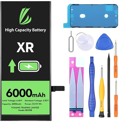LL TRADER Batteria per iPhone XR, 6000mAh Batteria ai polimeri di litio ad alta capacità con strumenti di riparazione New