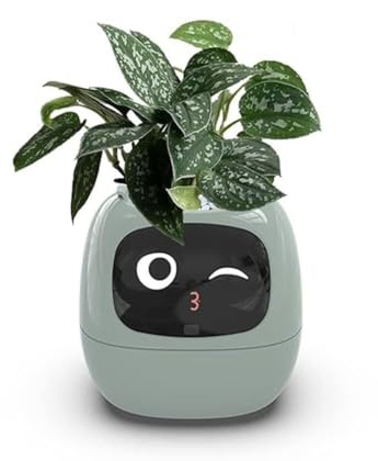 Smart Plant Pot - Intelligent Planter with 49 Expressions, 7 Smart Sensors, AI Chips, LCD Screen, App Control for Optimal Plant Care(Green)