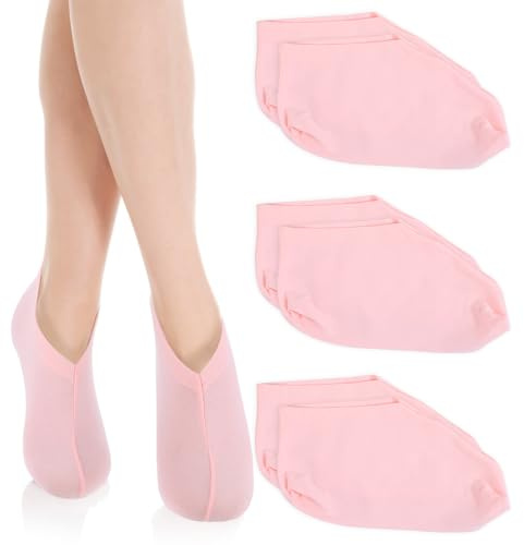 3Pairs Foot Moisturizer Socks, Moisturizing Socks Overnight, Cotton Spa Sock for Cracked Heel Repair, Spa Moisturizings Sock for Women and Men, Pink