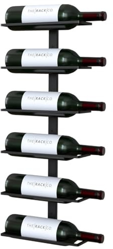 TOJ Porte-Bouteilles Mural - 6 Bouteilles - Acier Noir - Support vin - Design Moderne