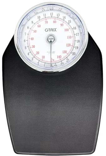 Bathroom Scales Doctors Style Large Easy Read Dial up to 150 KG 23 Stone 9 Pound Mechanical Black Gtrix Accurate 500g Increments Non Slip Analogue