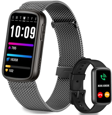 Fitonme Smartwatch Herren Damen,Bluetooth-Anruf,Herzfrequenz-/Schlafmonitor/SpO2,130+ Sportmodi, 1,47'' HD Touchscreen Fitness-Tracker Für Android iPhone,IP68 Wasserdicht,2 Armbänder