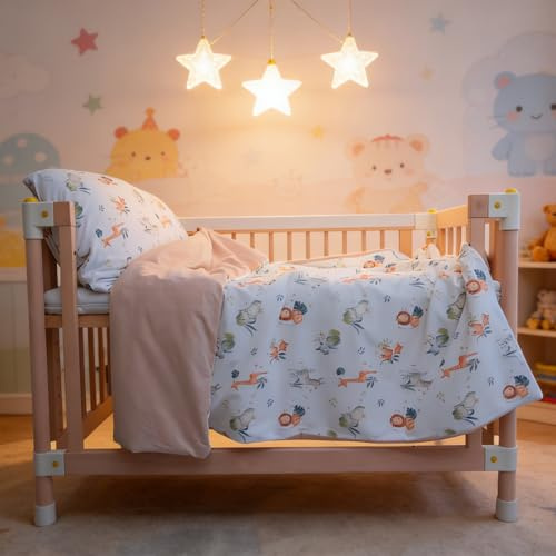 JoyTrek 100% Cotton Shell Toddler Comforter All Season 47x59in Animals