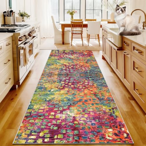 TFEHXYZU Läufer Teppich Flur 120 x 220 cm Küchenläufer rutschfeste Teppichläufer Flur Waschbar Küchenmatte Flurteppich Küchenteppich Fußmatte Groß Schmutzfangmatte Innen Teppich Läufer für Küche