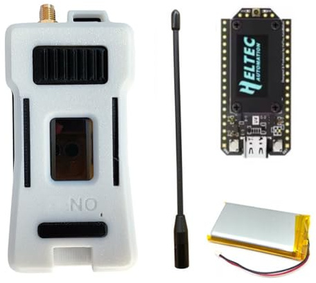 pofaa Heltec V4 Meshtastic WiFi LoRa 32 Dev-Board Case Set with 3000mAh Battery Soft Antenna SX1262 Solar Powered BLE A