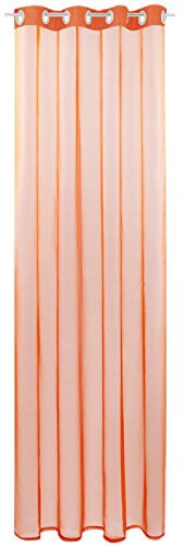 Gardine mit Ösen, Transparent Voile 140 x 145cm (Breite x Länge) in orange - möhre, Ösenschal in vielen weiteren Farben und Größen