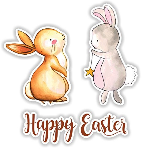 Happy Easter Bunnies – Ostern selbstklebend Vinyl Aufkleber – Home Decor Art Wand - S