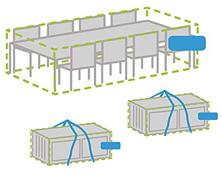 Schutzhüllen Set XXL: Abdeckung Sitzgruppe 310x180cm + Hüllen für 8-12 Kissen