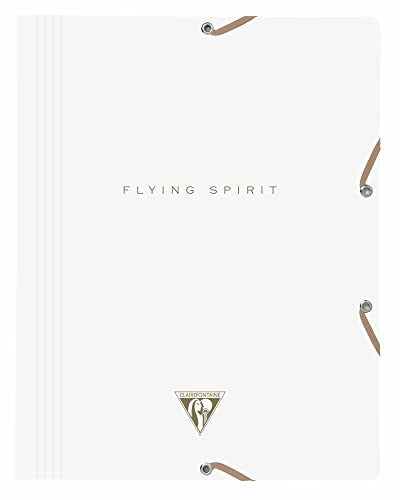 Clairefontaine 104514C - Sammelmappe Flying Spirit, mit 3 Klappen, für DIN A4, 24 x 32cm, Umschlag aus Karton, 1 Stück, Weiß mit sortierten Designs