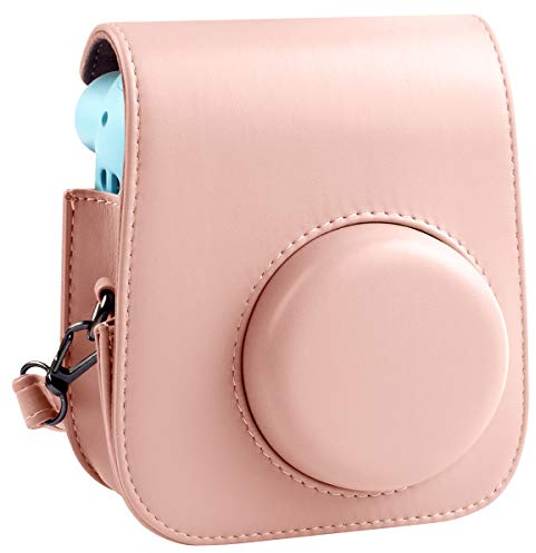 Protective & Portable Case Compatible with Fujifilm for Instax Mini 12/11 Instant Camera with Accessories Pocket and Adjustable Strap. (Pink)