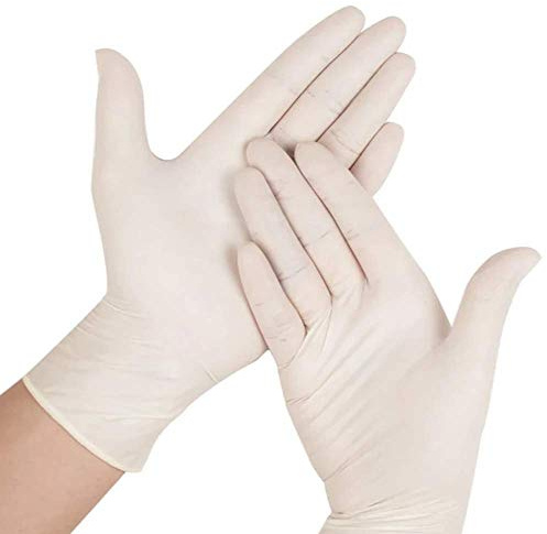 ZO High quality super grip latex gloves | powder free | white disposable gloves | non-sterile | (Medium)