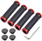 Aiqeer 2 Pares Puños Bicicleta Montaña, Puños Manillar Goma Antideslizante Ergonomicos, Puños Manillar Bici Doble Bloqueo, Empuñadura BMX, Puños MTB, para Mango con Diámetro 22 mm (Rojo)