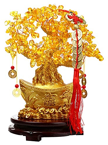 Comeon Feng Shui Money Tree Crystal Quartz Lucky Tree (Trumpet: 19cm)
