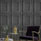 Grandeco Life Wood Panels Black Wallpaper A49203 - Distressed Wooden Panelling