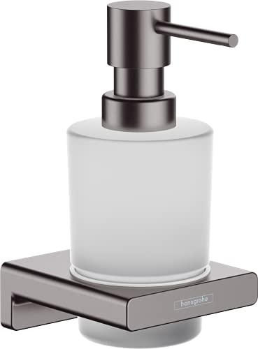 hansgrohe AddStoris - Seifenspender, Lotionspender für Wandmontage, Flüssigseifenspender, verdeckte Befestigung, Badezimmer Zubehör, Brushed Black Chrome, 41745340