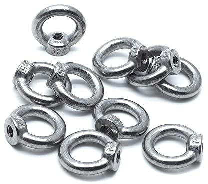M5 Ringmutter, 12 PCS 304 Edelstahl Ringmutter Hardware Ringförmiges Innengewinde Mutternbefestigung Heavy Duty Ringschraube Mutter für Hebezubehör Oberflächenpolieren (Splitter)