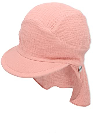Sterntaler Mädchen Schirmmütze mit Nackenschutz Musselin Sonnenhut, zartrosa, 47