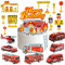 jiuzcare Feuerwehrauto Kuchendekoration 25 Stücke Feuerwehrauto Tortendeko 7 Pcs Feuerwehrauto und Hubschrauber Spielzeug 8 Pcs Tortendeko 9 Pcs Spielzeug Straßenschilder 1 Tankstelle Geburtstags Deko