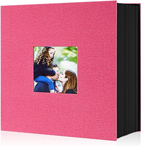 Lanpn Fotoalbum 10x15 600, Extra Großes XXL Leinen Einstecken Einsteckalbum für Hoch und Querformat Fotos Bilder Rot