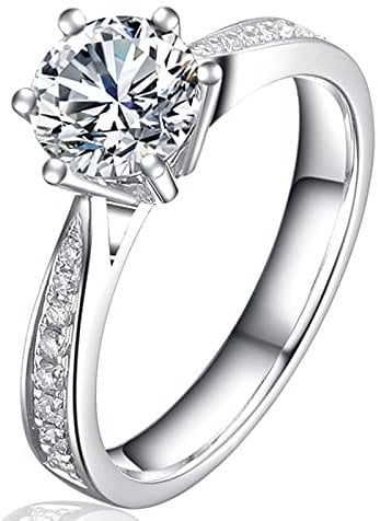 BEBEWO Solid 9 14 18 Karats Gold Engagement Ring 4 Prongs 1.1cttw Moissanite Rings Wedding Promise for Women Girls