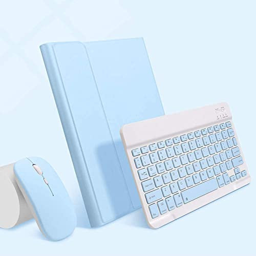 Funda para iPad Mini de 5ta / 4ta generación de 7,9 Pulgadas con Teclado y ratón Portalápices Teclado inalámbrico Bluetooth Desmontable magnéticamente para iPad Mini4 / 5 (iPad Mini4 / 5, Azul Cielo)