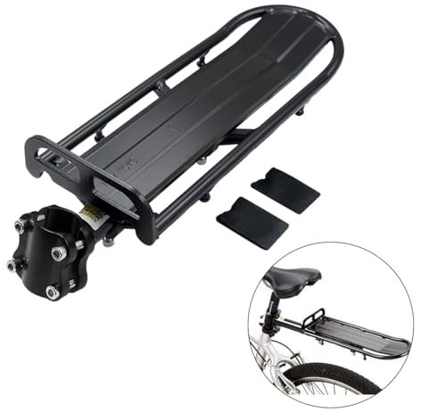 Wokyo Rear Bike Rack, Aluminium, Black, 22 lbs/10kg Capacity, Adjustable, Retractable, Road & Mountain Bike Compatible